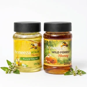 Acacia + Wild Honey Combo 250g Each – Smooth & Wild Raw Honey for Daily Use & Natural Taste