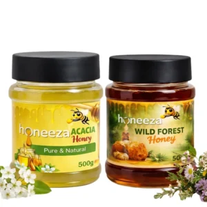 Honeeza Acacia + Wild Honey Value Pack 500g Each – Raw Natural Honey for Daily Use & Authentic Taste