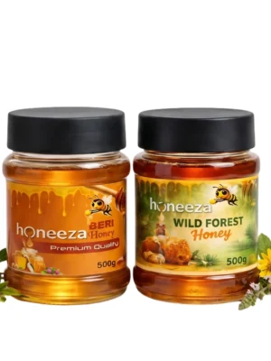 Honeeza Beri + Wild Honey Value Pack 500g Each – Raw Natural Honey for Strength, Energy & Traditional Use