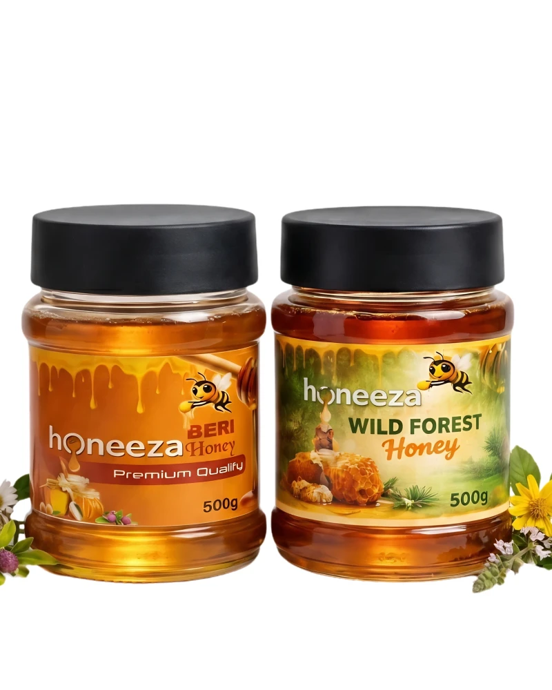 Honeeza Beri + Wild Honey Value Pack 500g Each – Raw Natural Honey for Strength, Energy & Traditional Use