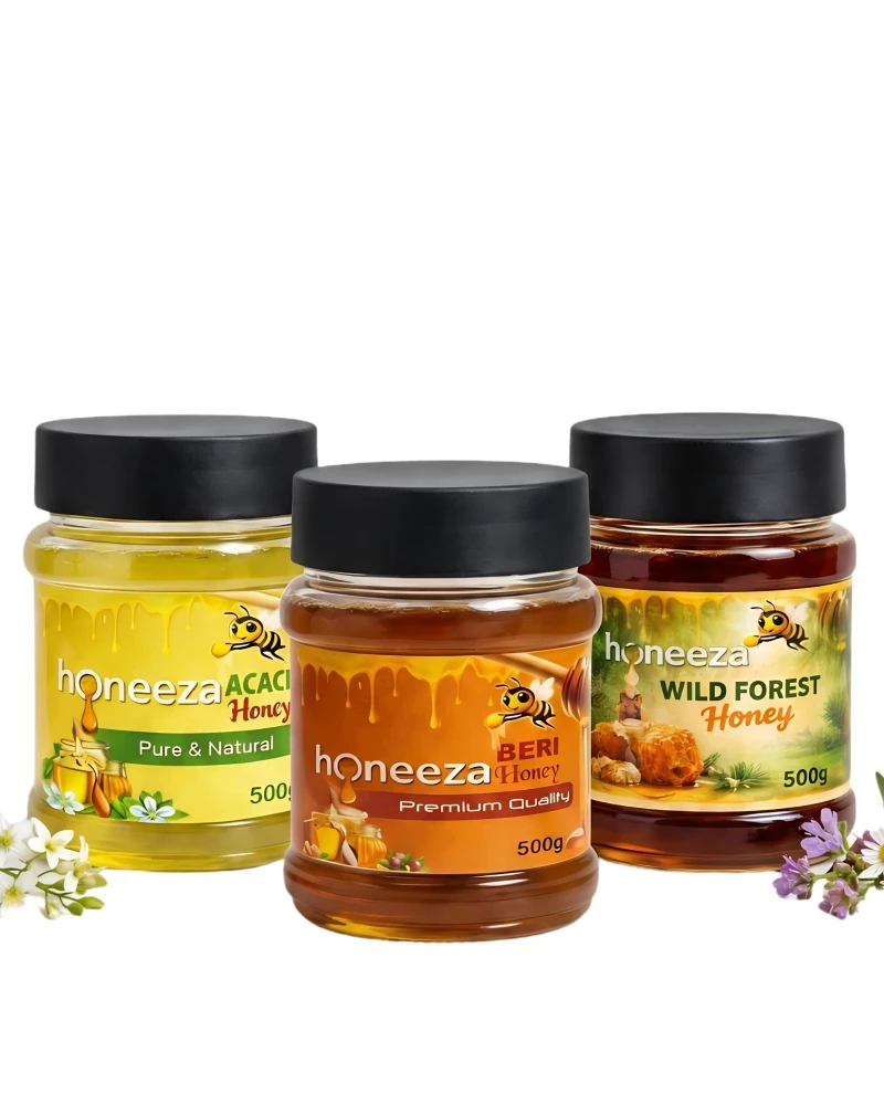 Honey Value Pack – Beri, Wild & Acacia Raw Honey 500g Each 3 Premium Natural Honeys for Daily Use & Real Honey Experience