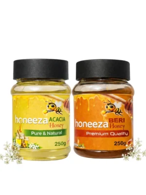 Pure Natural Honey Combo for Daily Use & Strength - Beri + Acacia Raw Honey 250g Each - Strong & Balanced Honey Combo