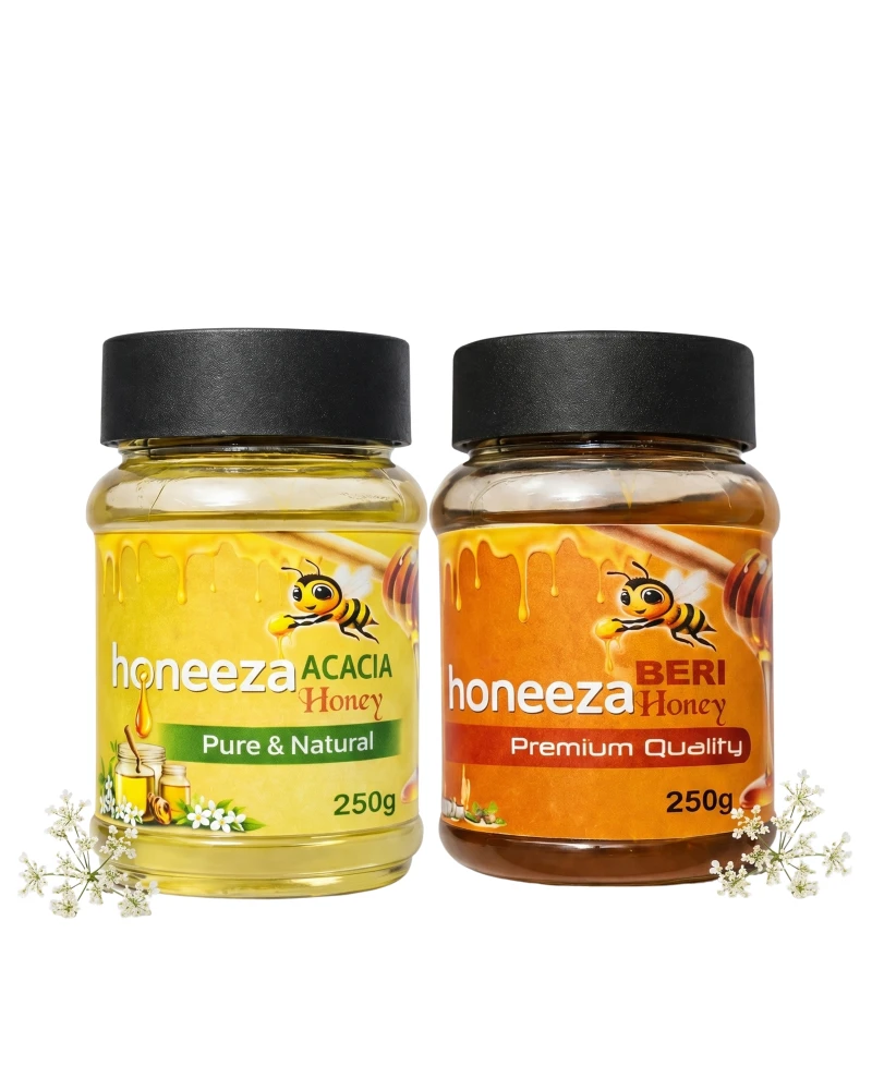 Pure Natural Honey Combo for Daily Use & Strength - Beri + Acacia Raw Honey 250g Each - Strong & Balanced Honey Combo